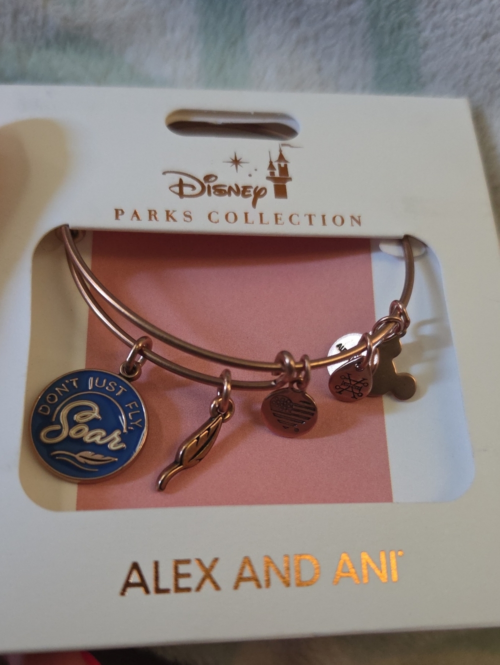 Alex and Ani Rose Gold and Blue 'Soar' Charm Bangle